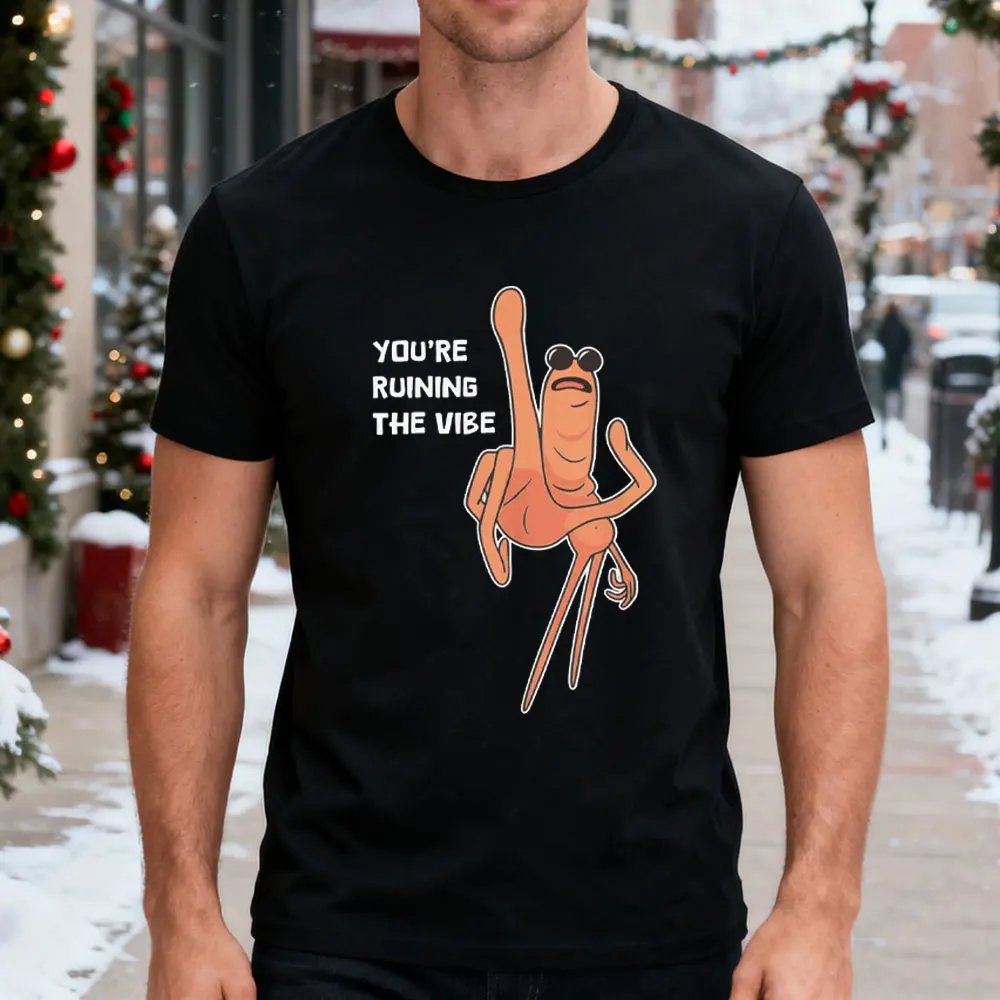 Marcus The Worm Ruining The Vibe Graphic Men T-Shirts Funny Worm Marcus Printed Men's Women's Summer Short-Sleeve Shirt Tops