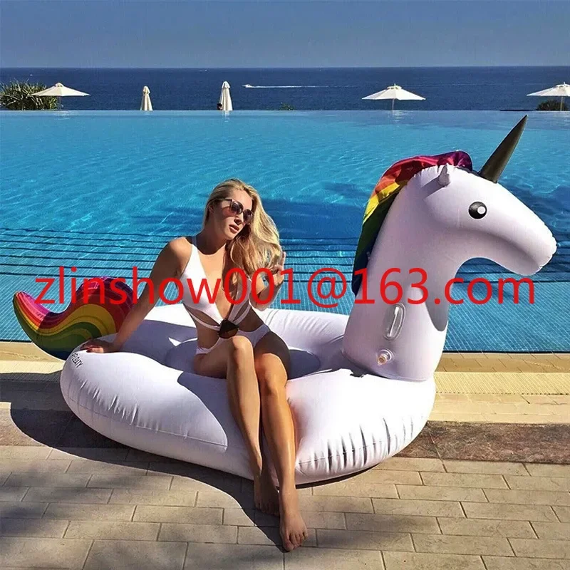 Inflatable unicorn mount floating bed PVC adult swan water floating swimming ring recliner