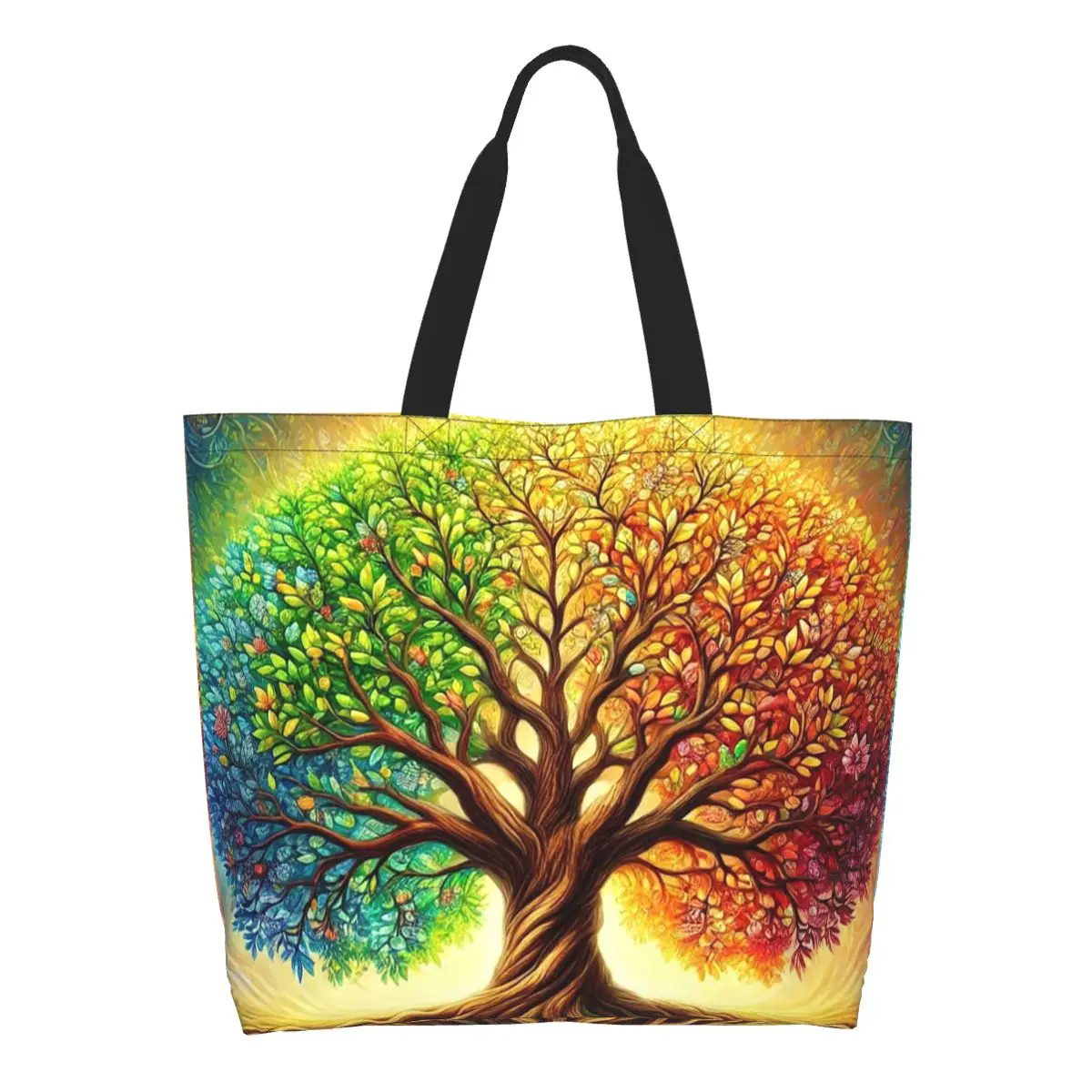 Tree Of Life Nature Viking Yggdrasil Norse Shopping Tote Bag Canvas Shoulder Bags Shopper Grocery Handbag for Women