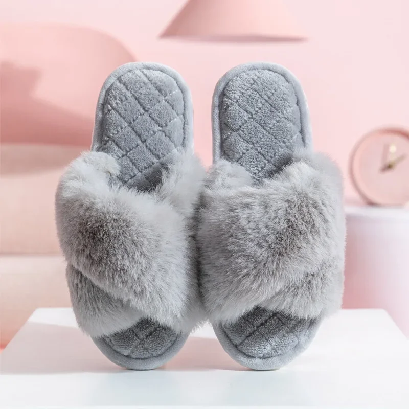 Women Slippers New 2023 Fur Indoor Fashion Woman Shoes Daily Vacation Shoes Ins Style Footwear Size 36-41