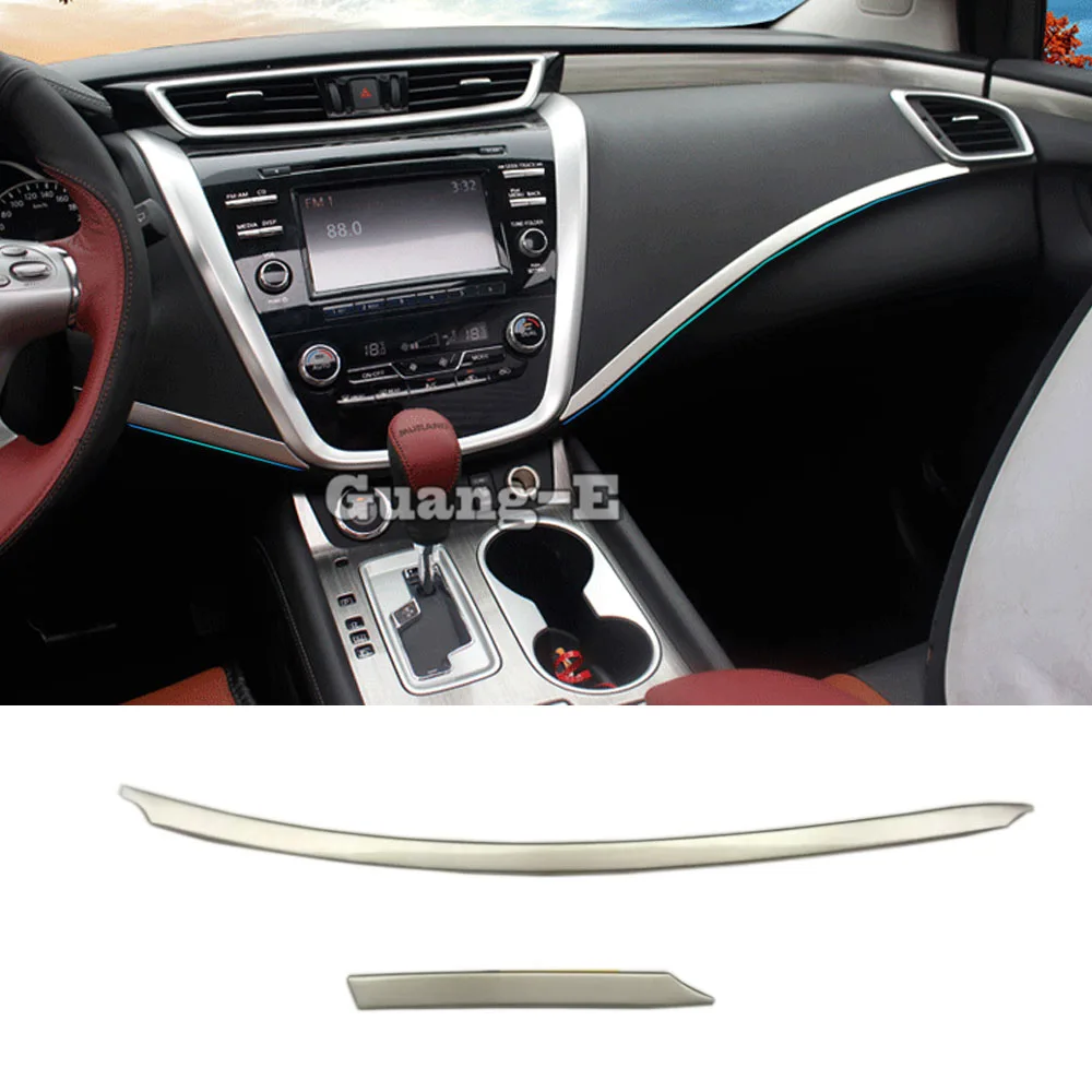 

Горячая для Nissan Murano 2015 2016 2017 2018 автомобильный стиль крышка палка из нержавеющей стали средний бардачок передняя накладка лампы декоративная панель 2 шт.