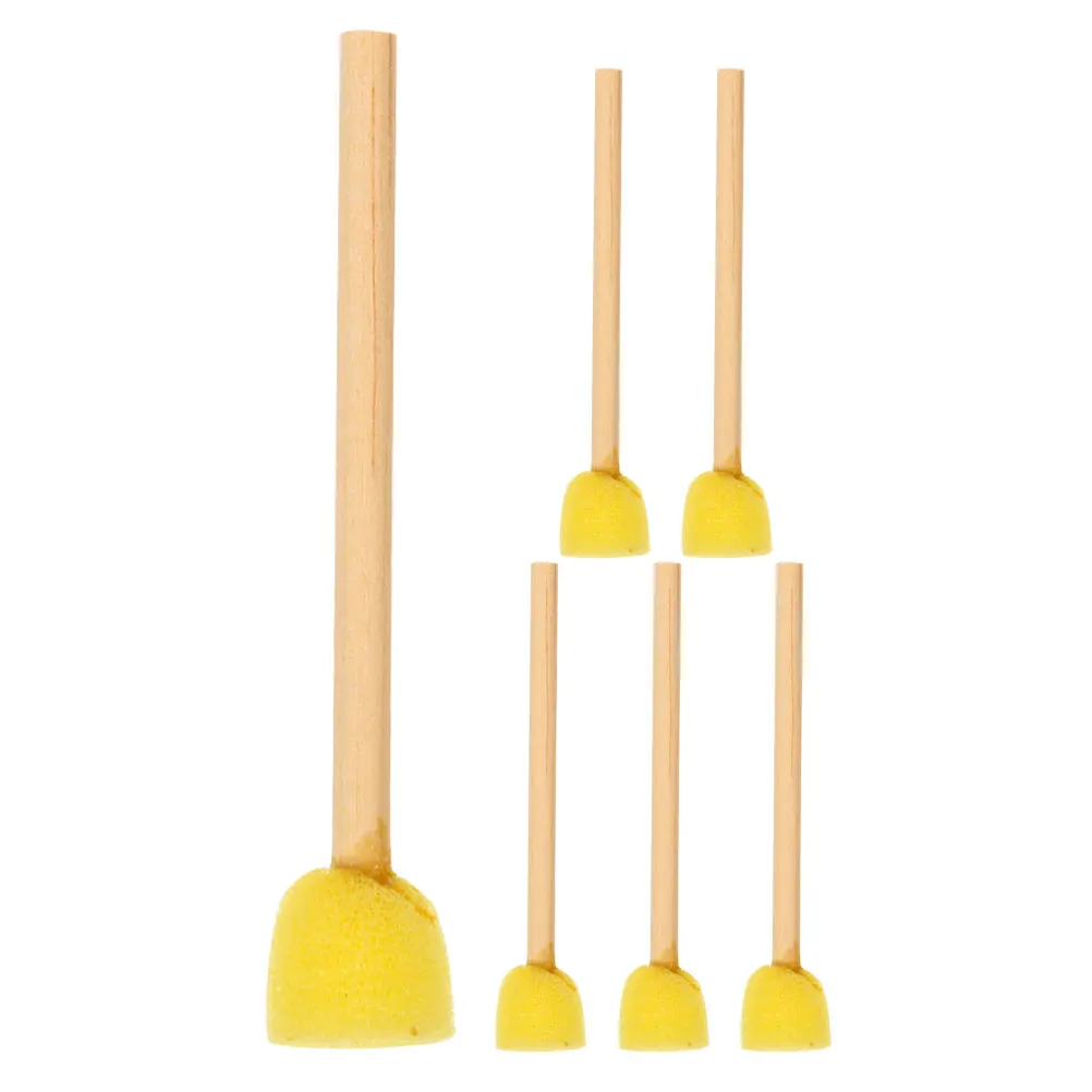 

6pcs Paint Brushes 1 5cm Round Wooden Handle DIY Kids Round Sponge Craft Brushes Painting Tools Creativity Booster Craft