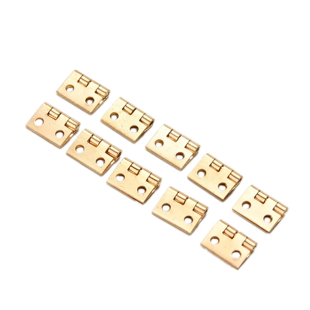 10pcs Tiny Golden Mini Small Metal Hinges For 1/12 House Prefab Miniature Cabinet Furniture Fittings For Home Hardware