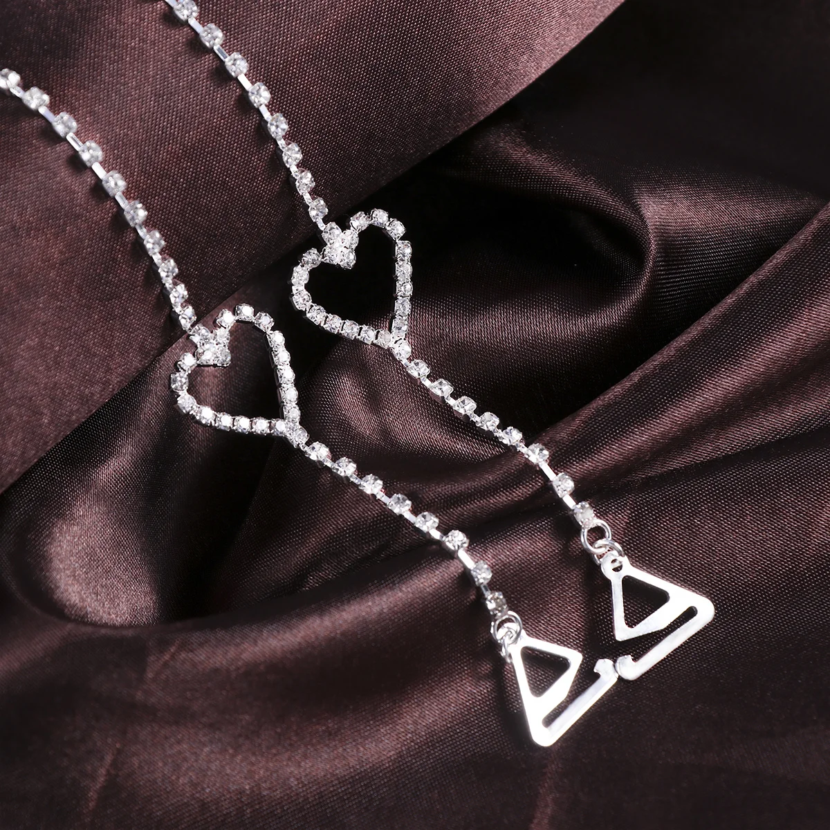 Adjustable Decorative Bra Straps with Double Crystal Chains Replacement for Tube Tops Halter Dresses Bling Rhinestone Strap