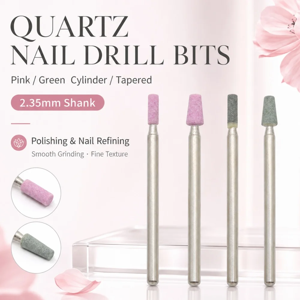 1Pcs Small Barrel & Triangle Quartz Nail Drill Bit – 2.35mm Shank, Cuticle Removal & Natural Nail Carving, Precision Nail Art To