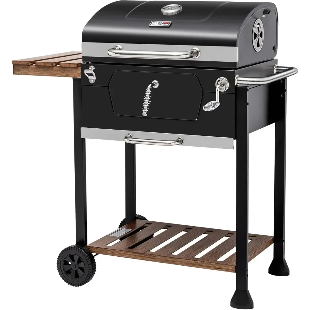 

CD1824M 24-Inch Charcoal Grill, BBQ Smoker with Handle and Folding Table, Perfect for Outdoor Patio, Garden