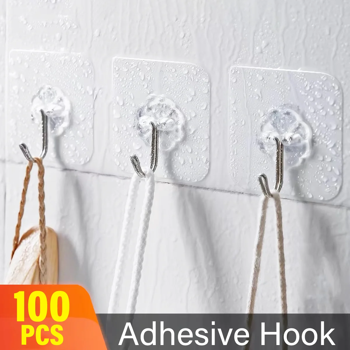 Waterproof Oilproof Wall Adhesive Hooks Sticky Hooks for Kitchen Bathroom Shower Door Outdoor Wall Hanging Door Self-adhesive