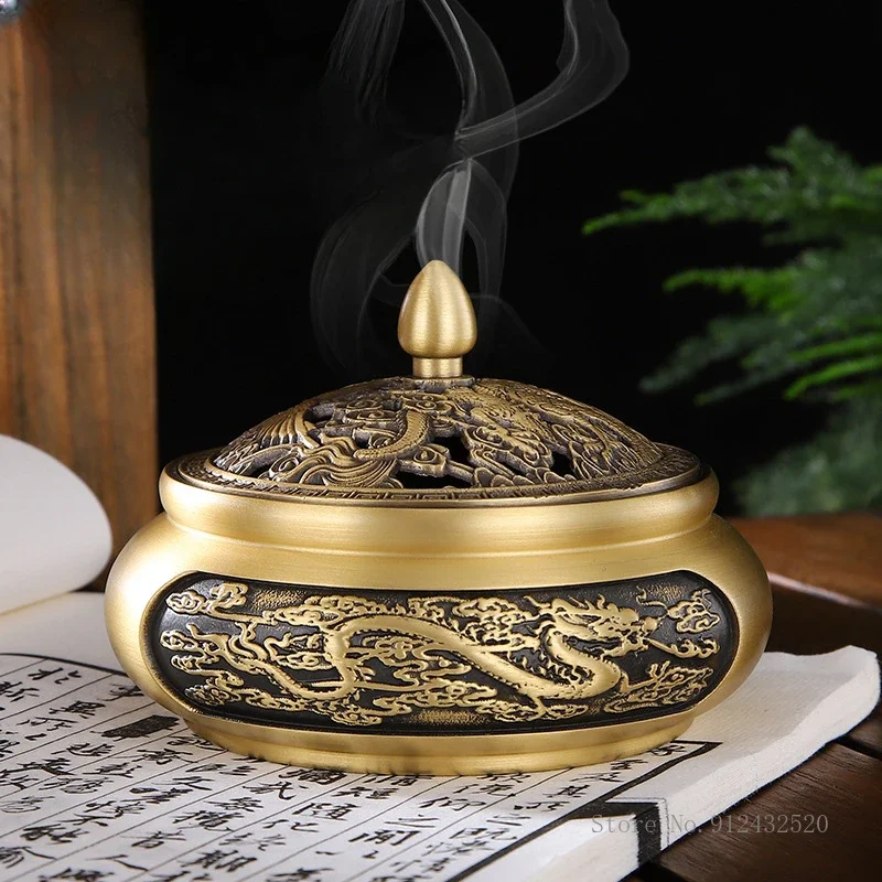 Creative Alloy and Brass Incense Burner, Household, Indoor, Living Room Buddhist Hall Tripod Flat Bottom For Sandalwood Supplies