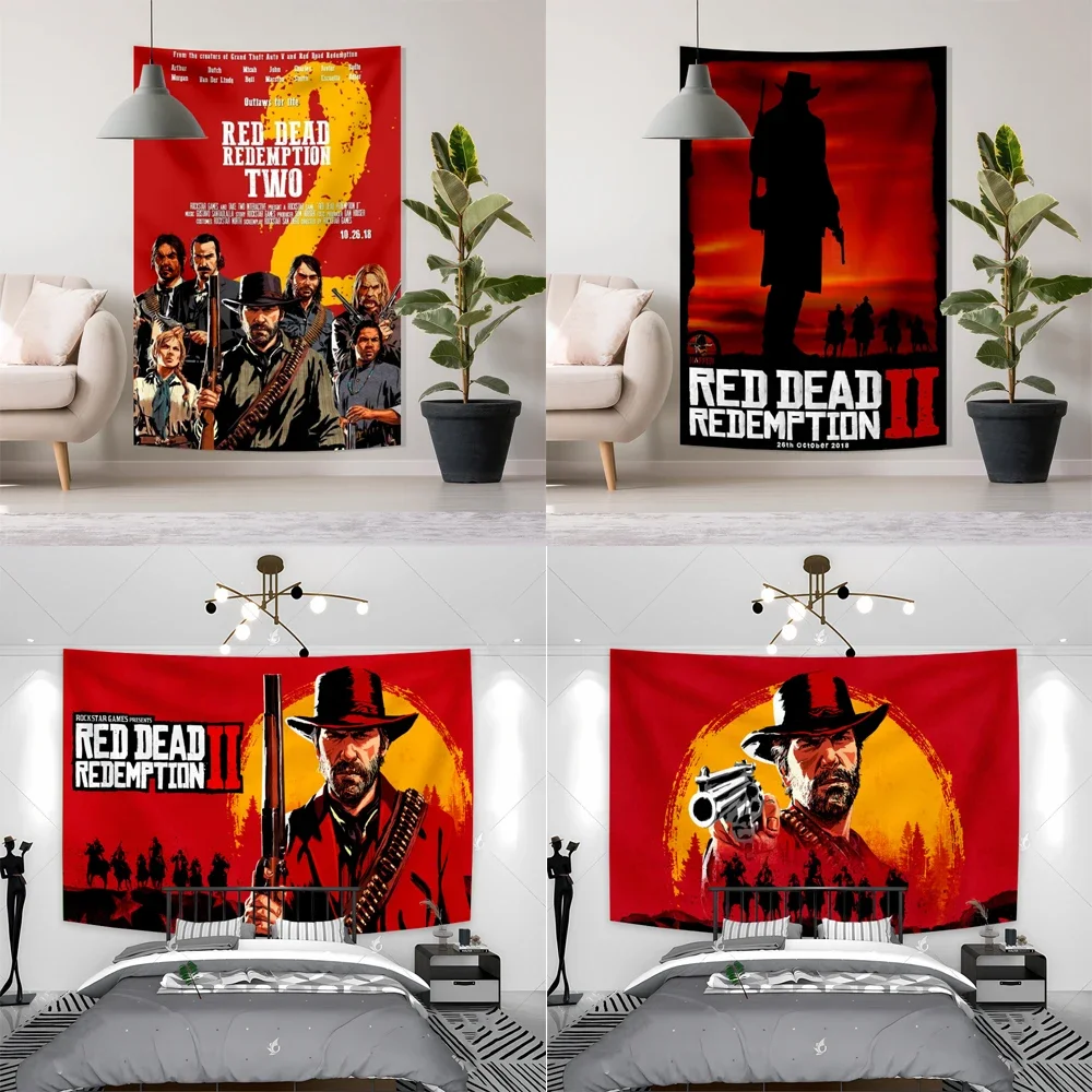 3x5ft Red Dead Redemption 2 Game  Vintage Wall Decor Wall Art Room Decor for  Teens Playroom Tapestry  Boho Home Decor