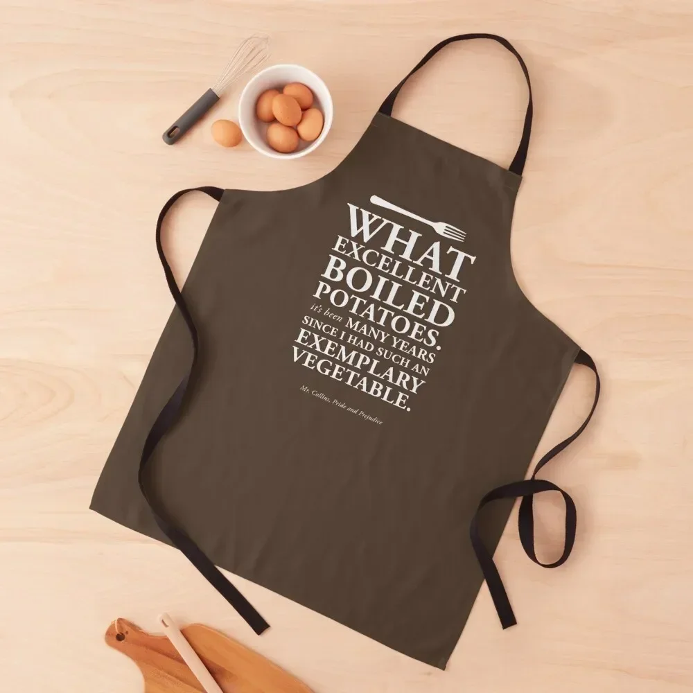 Excellent Boiled Potatoes Mr. Collins Quote from Pride and Prejudice Apron kitchen and home Women's Dress Apron