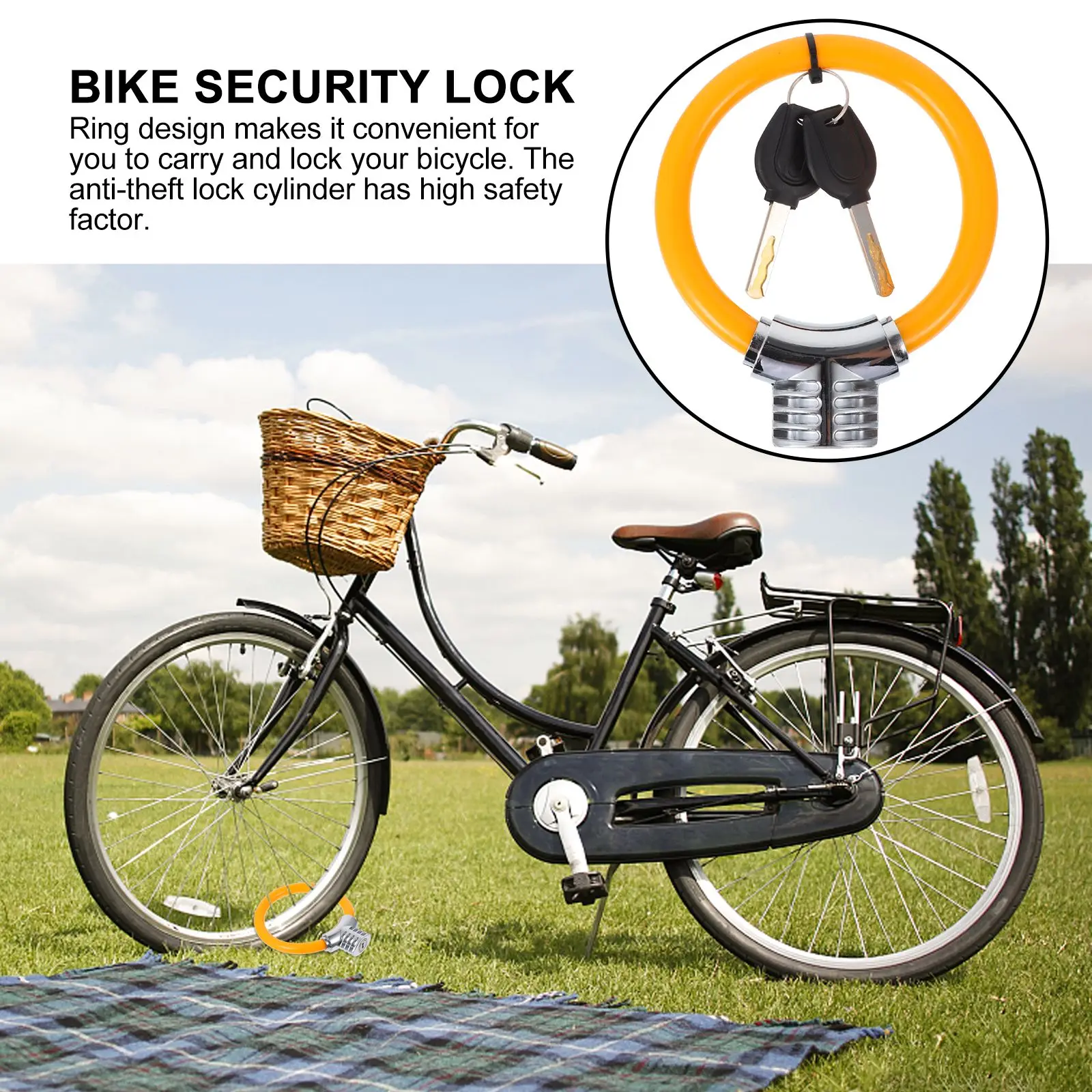 

Mini Ring Lock Bike Theft Prevention Steel Cable Shaped Security Padlock Zinc Alloy