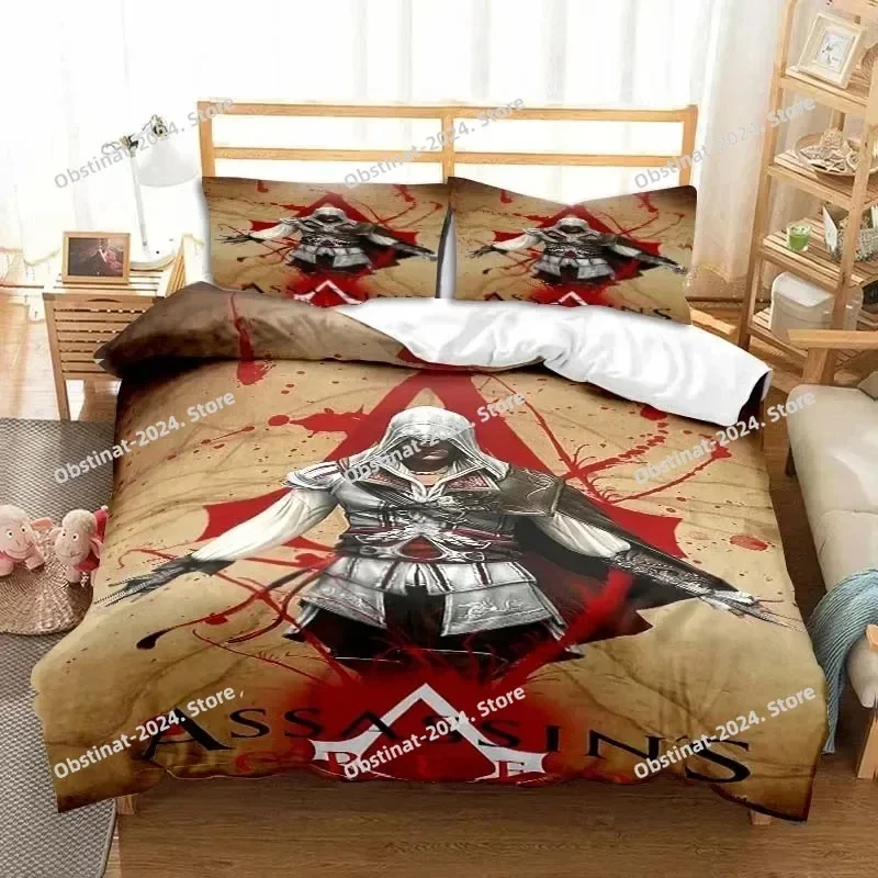 لعبة لحاف من جانب واحد A-Assassin Creed طقم سرير طباعة طقم سرير مع كيس وسادة سرير مفرد مزدوج الملكة سوبر كينج الحجم