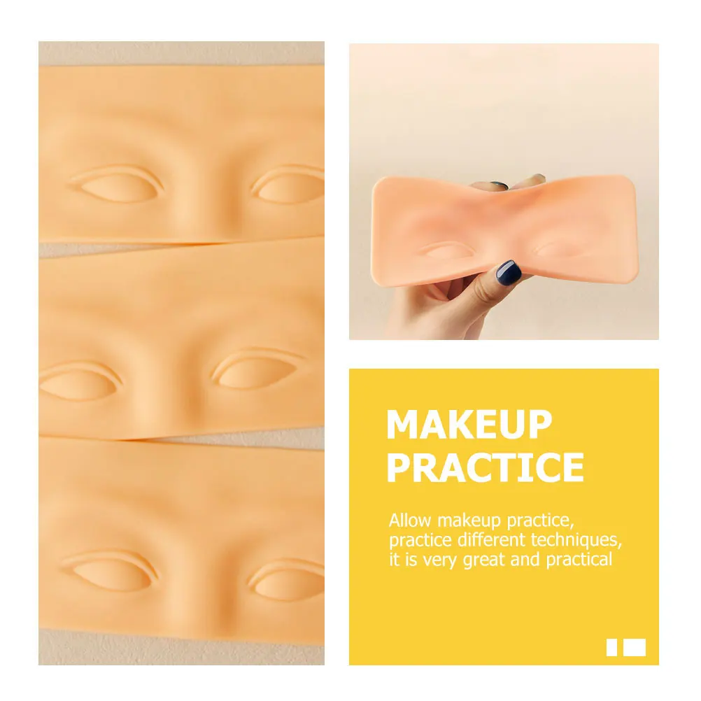 

4pcs Makeup Practice Board Eye Shadow Training Skin Eyeliner Brow Tattooing Tools Silicone Reusable Fake Face Durable Eyeshadow