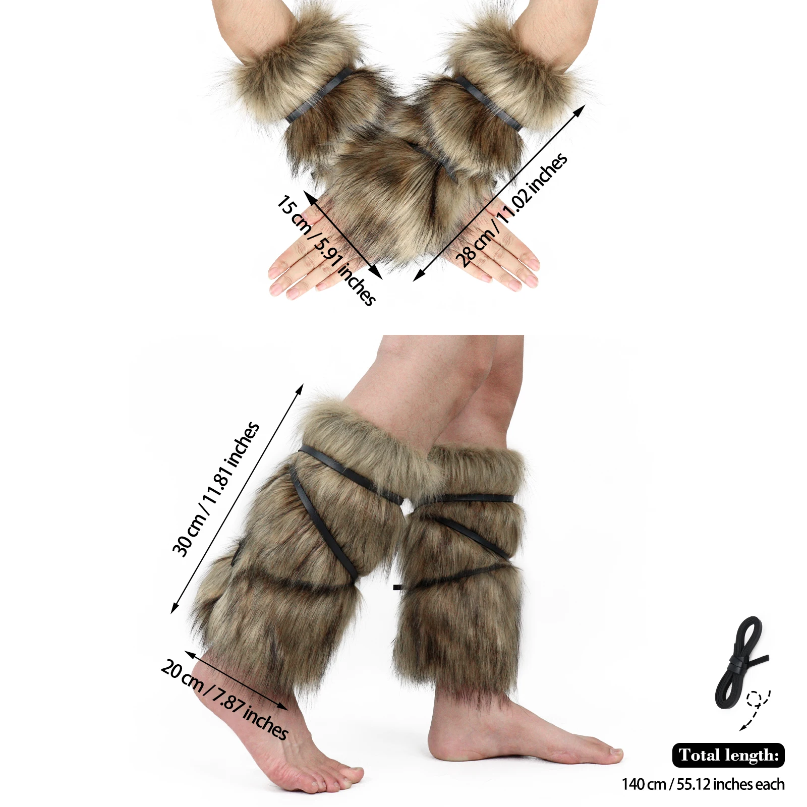 Ensemble de couvre-bras et chauffe-jambes en fausse fourrure, accessoire pour Costumes de Cosplay d'halloween
