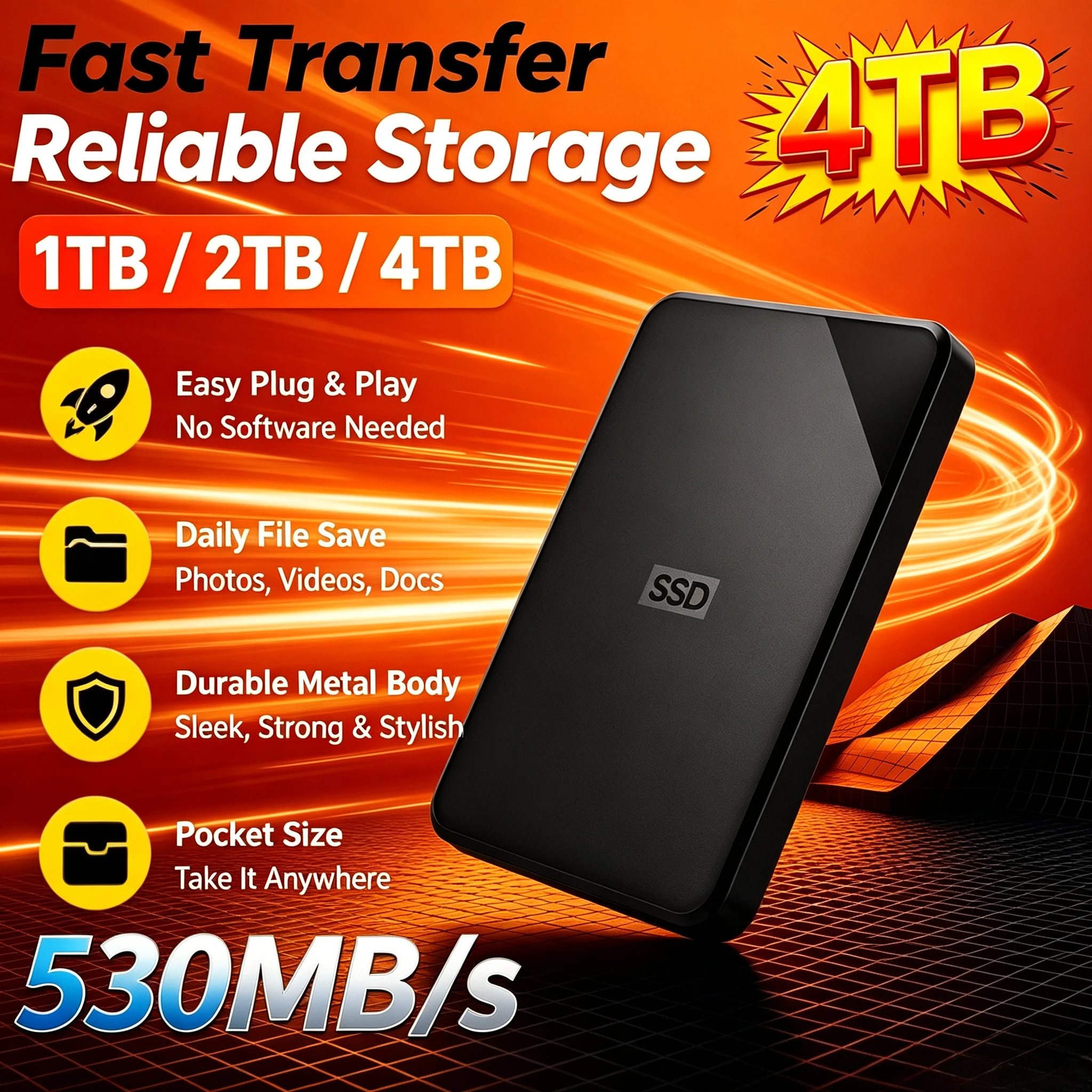 High Speed 2.5" Elements External Hard Drive USB3.0  Trans Mission Portable HDD 2TB 4TB E Xternal Storage Disk For Notebok PC