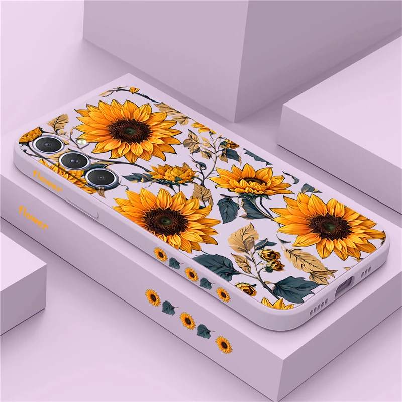 Case For Samsung Galaxy A25 A54 A34 A24 A23 A22 A21S A20S Yellow Sunflowers Silicone Shockproof Bumper Back Soft Phone Cover