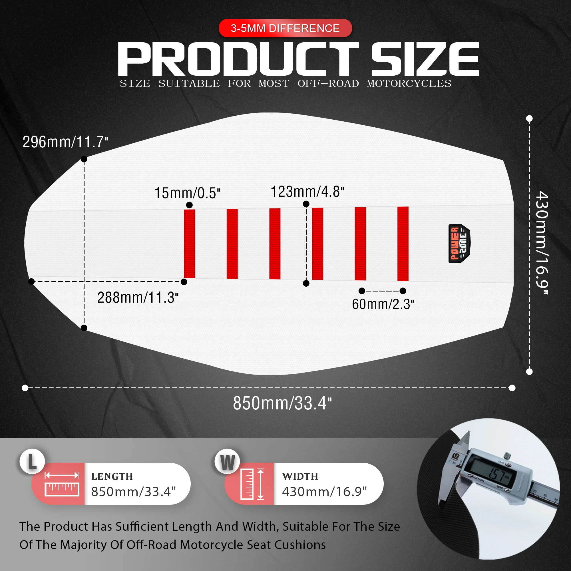 Powerzone Universal  Soft Seat Cover For SXF EXC KXF CRF YZF WR TC TE Waterproof Non-slip Ribbed Motorcycle Seat Cover