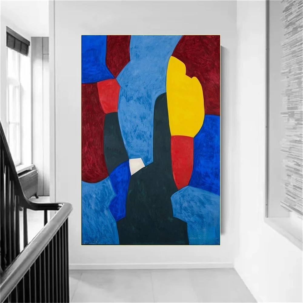 Minimalist Abstract Oil Painting, Colorful Blocks, Hand Drawn Canvas Oil Painting, Home Decoration Canvas Wall Art