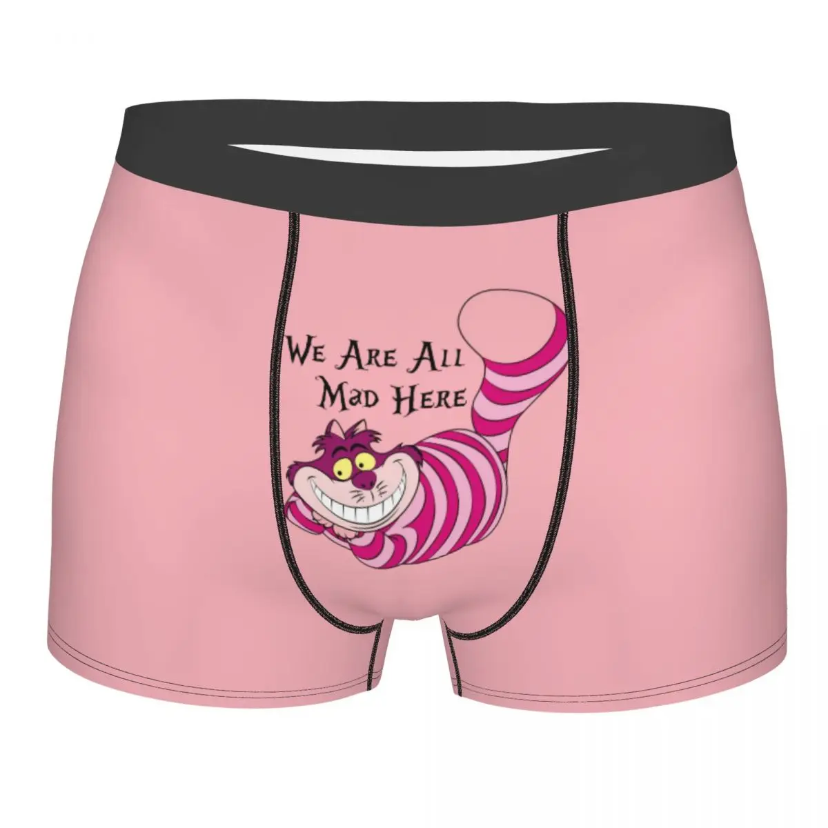 

Custom Cheshire Cat We Are All Mad Here Underwear Men Print Boxer Briefs Shorts Panties Soft Underpants
