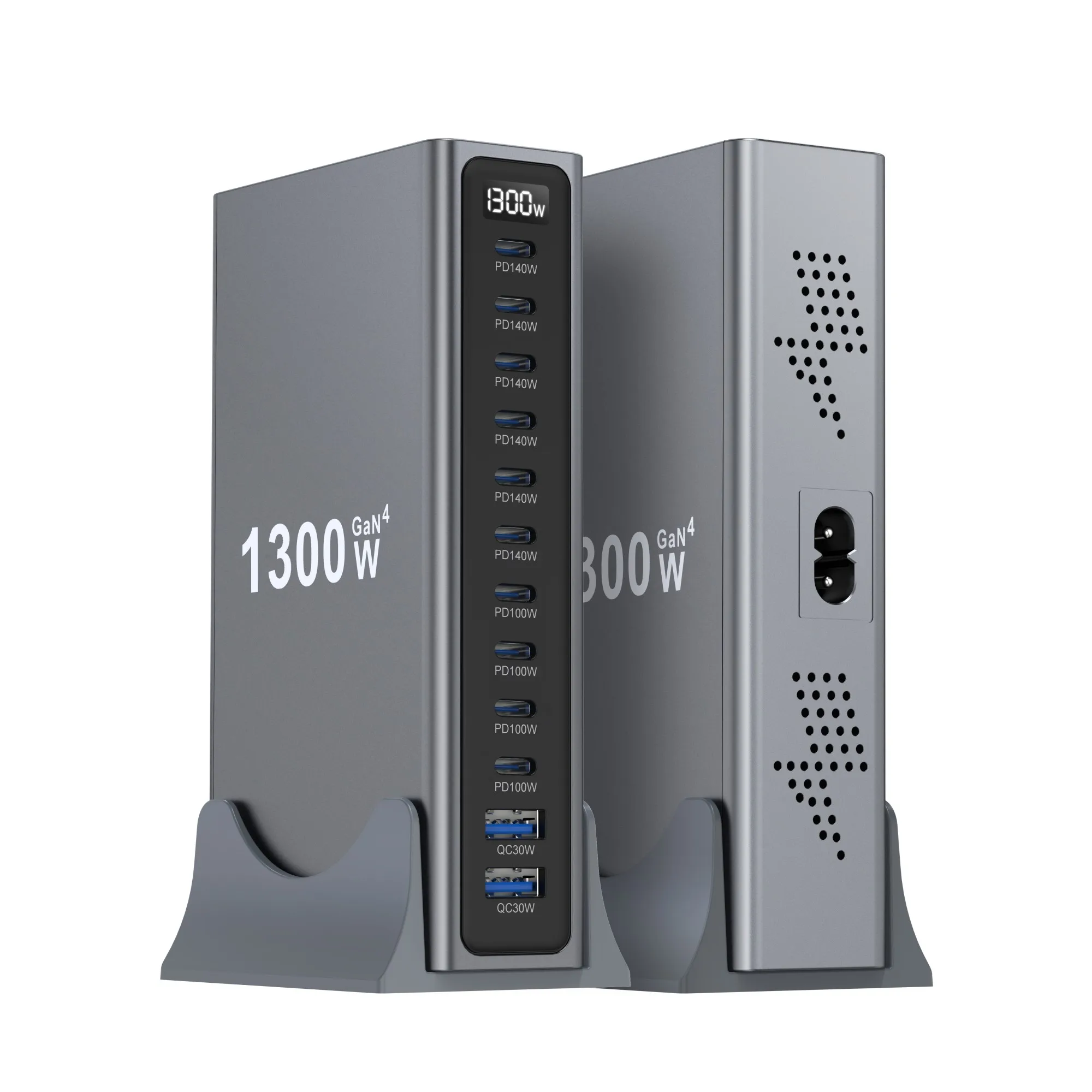 1300W GaN IV 12-Port USB C Charging Station PD140W Laptop Charger iPhone17/18 Samsung Xiaomi Tablet Multi-Device Charge Hub