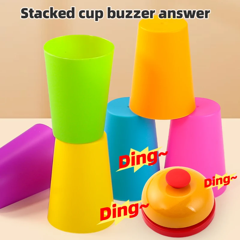 Hot Montessori Toys Stack Cup Game With Card Educational Intellectual Enlightenment Color Cognition Logic Training Children Gift