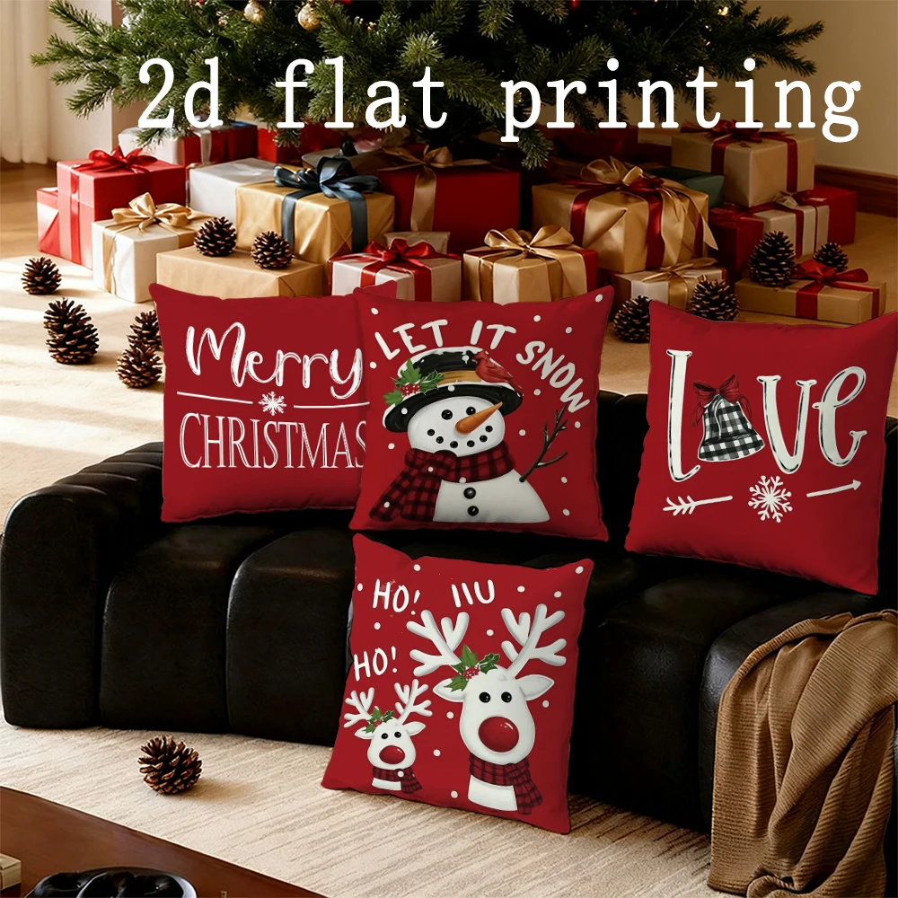

Home Decor Christmas-themed Cute Cushion Covers Suitable For Sofa Bedroom Car Pillow Cover Cushion Rectangular Back Cushion
