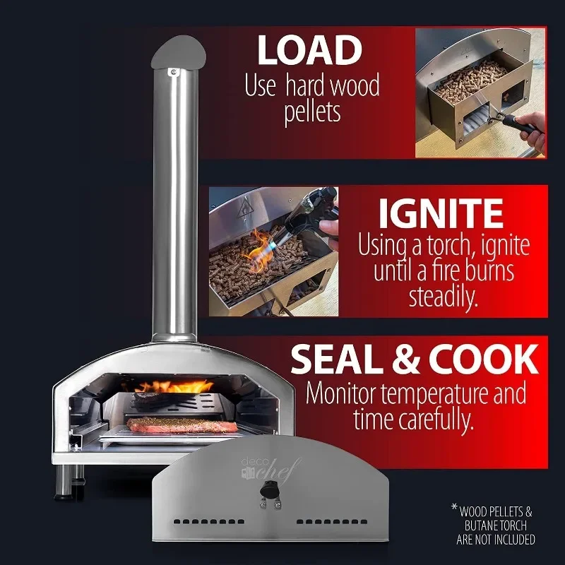 Deco Chef Outdoor Pizza Oven with 2-in-1 Pizza and Grill Oven Functionality, 13