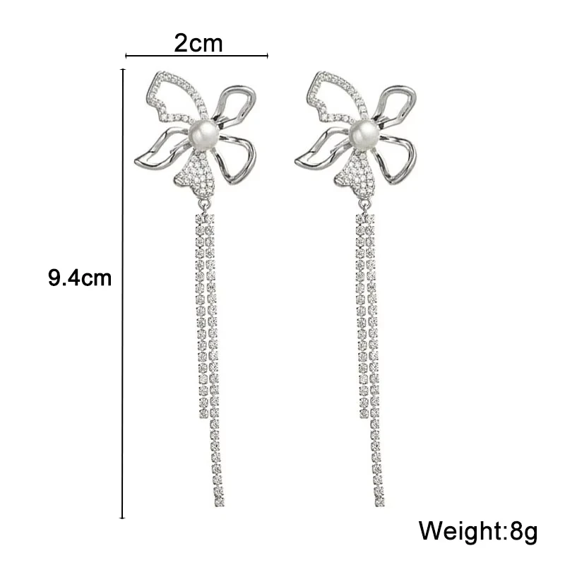 New Crystal Thread Statement Hanging Earrings for Women's Tassel Earrings Asymmetrical Hollow Twist Butterfly Ear Jewelry
