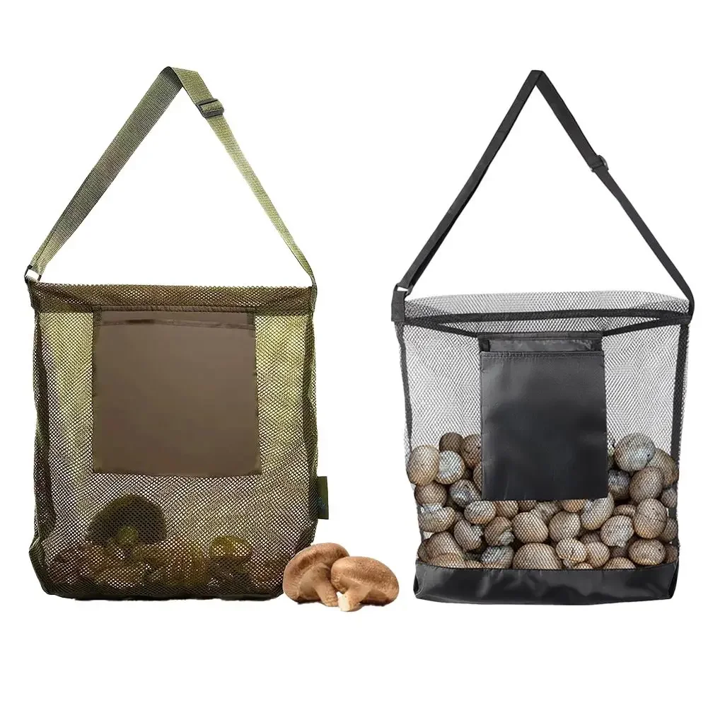 1pc Outdoor Orchard Mushroom Picking Bag Foldable Large Capacity Mesh Bag Household Garden Lightweight Picking Tools