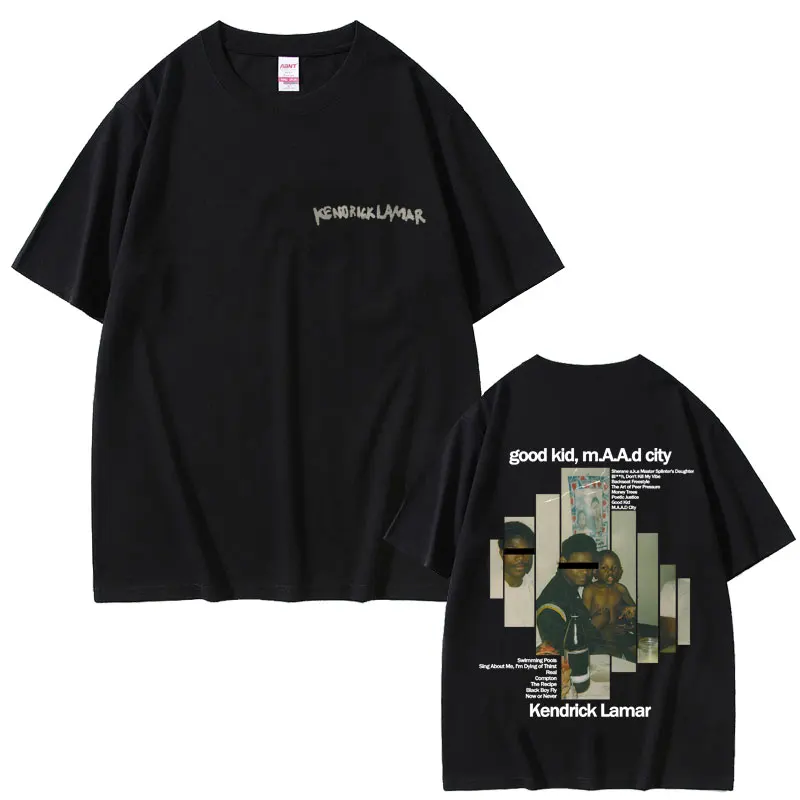 Camiseta gráfica del rapero Kendrick Lamar Good Kid Album para hombres y mujeres, camisetas Vintage de moda Hip Hop, ropa de calle informal de gran tamaño para hombre