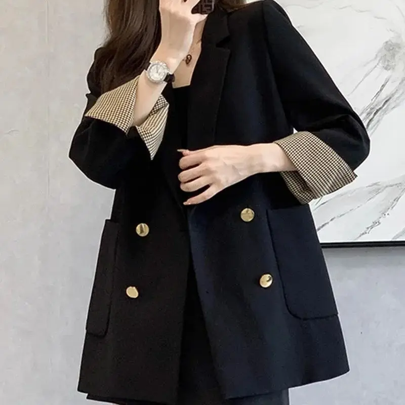 

2024 Early Spring and Autumn New Casual Suit Jacket for Women With Small Stature High-end Feeling Korean Black Suit Design Sense