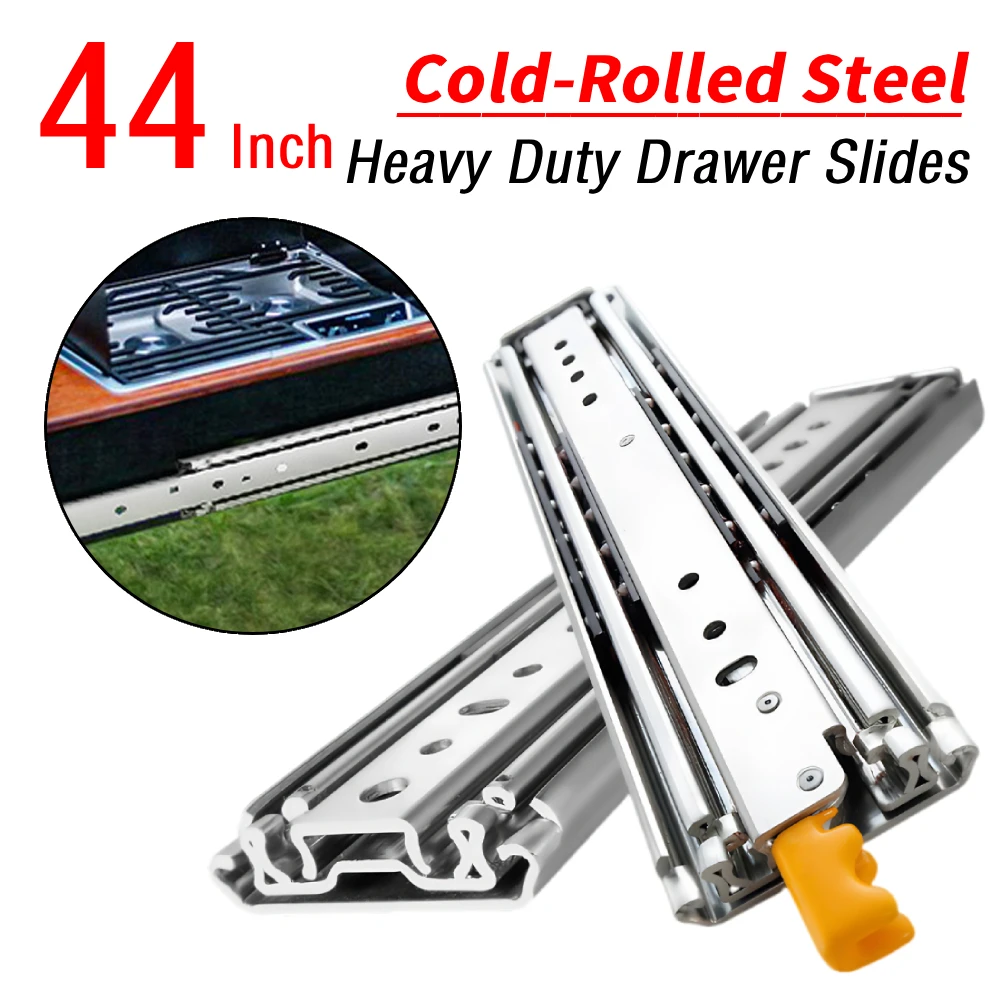 2 قطعة 44 بوصة كامل تمديد الكرة تحمل انزلاق القضبان الجانب جبل خزانة العدائين المسارات لخزائن RV صندوق الأدوات التخزين #1