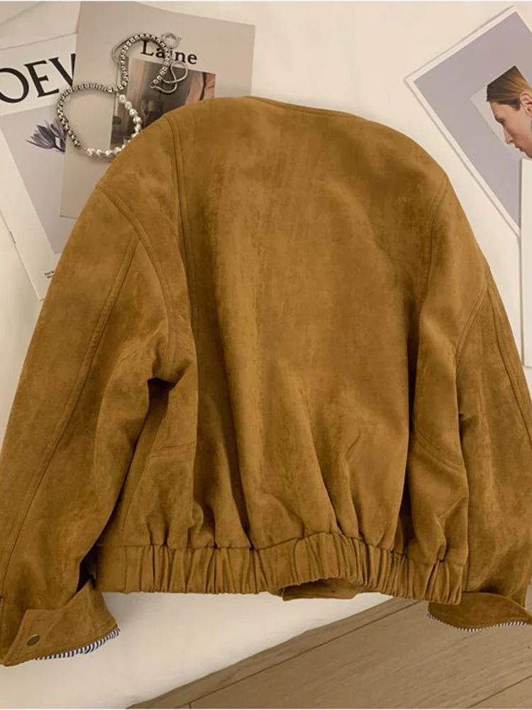 

Fall Vintage Button Jacket Women Simple Office Lady Long Sleeve Retro Coats O Neck All Match Loose Casual Korean Pocket Outwear