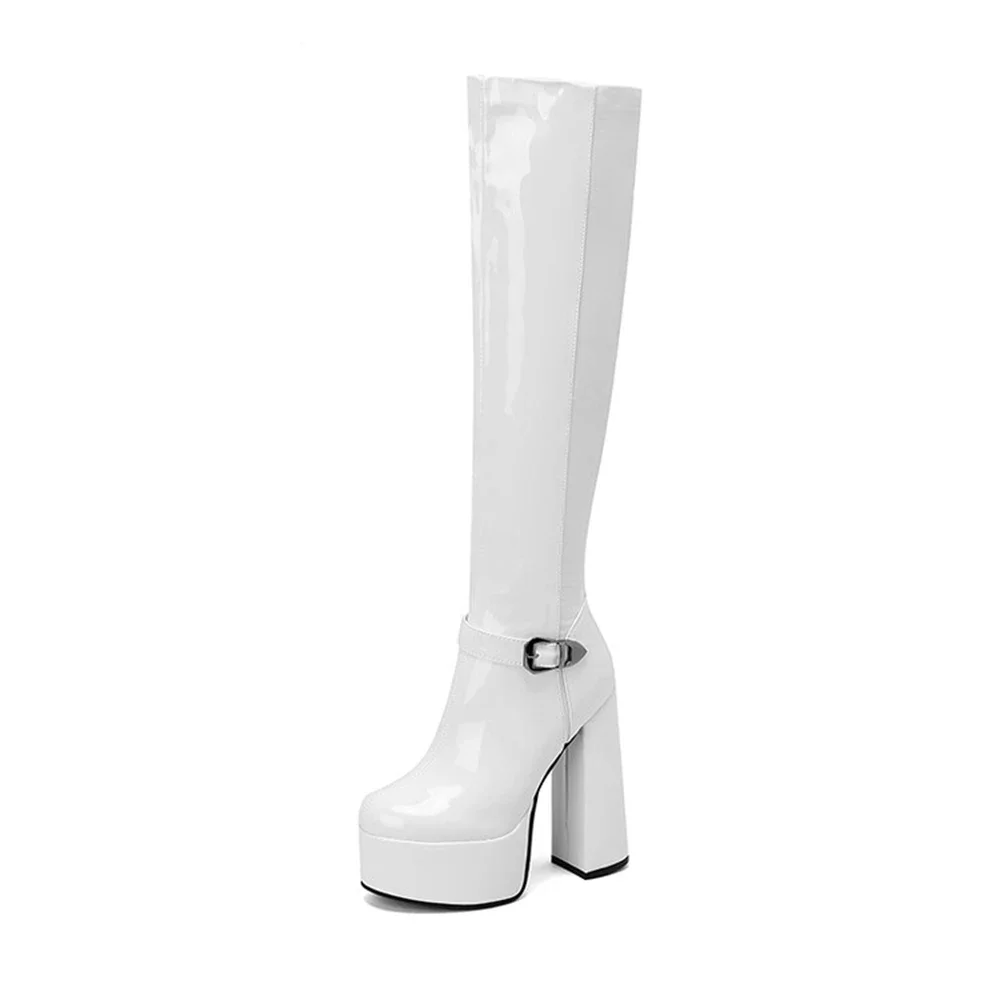 

Botas De Mujer Autumn Winter Knee High Women Boots High Heels Round Head Side Zipper Sexy Fashion Long Platform Boots A8-12
