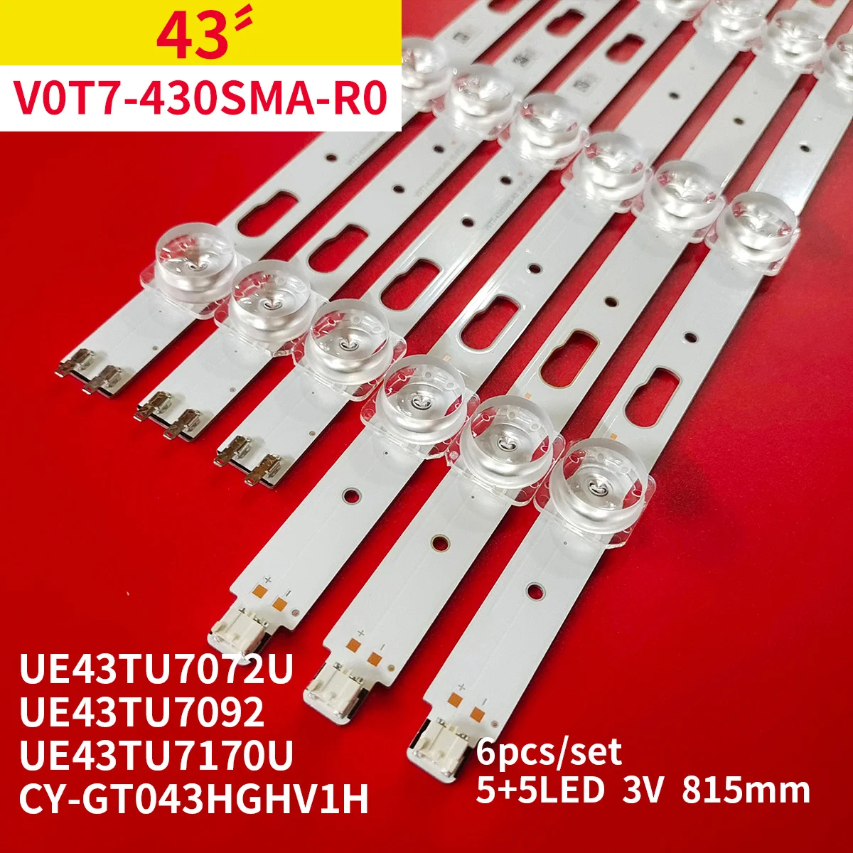 

5Set LED Backlight Strip for 43" TV V0T7-430SMA-R0 V0T7-430SMB-R0 UE43TU7072U UE43TU7092 UE43TU7170U CY-GT043HGAY2