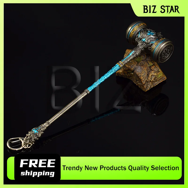 Naraka:Bladepoint Hao Tian marteau, 21cm/8.26 pièces de jeu, arme de liaison Douluo, modèle d'accessoires, artisanat en métal, ornements, jouets cadeaux
