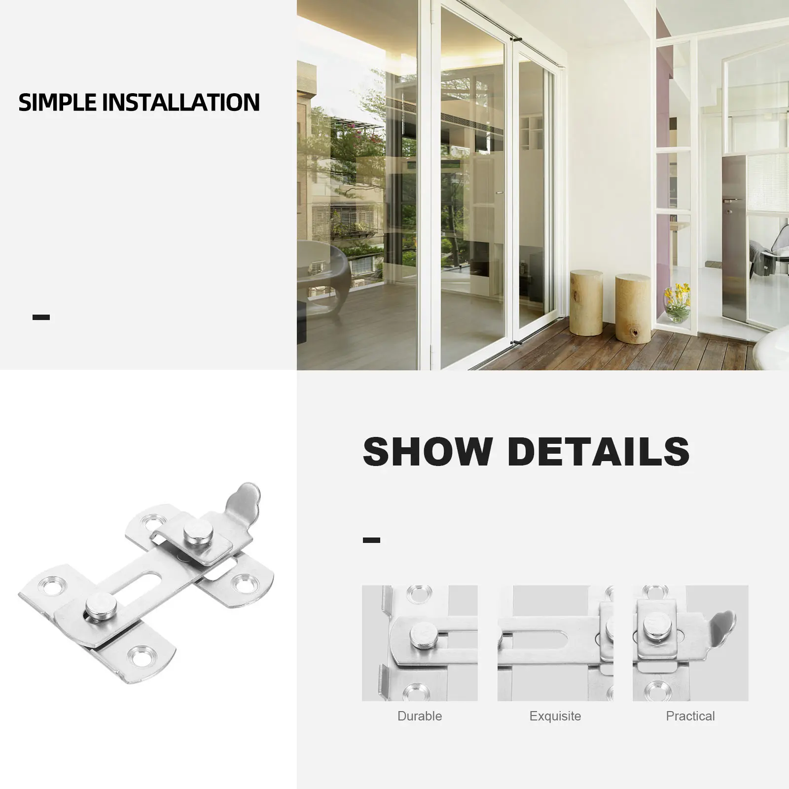 

Stainless Steel Latch Security Barn Lock Safety Hasp Anti Theft Gate Child Proof Door Latch Household Hardware