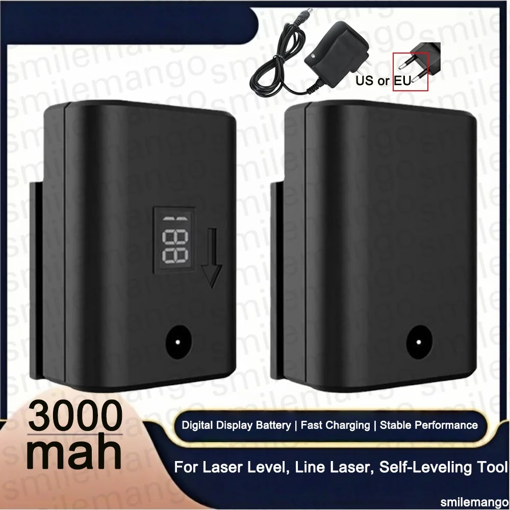 Recharge Laser Level Lithium Battery 3000mAh Large Capacity Digital Lithium Polymer Battery W/ Number Display Level Part