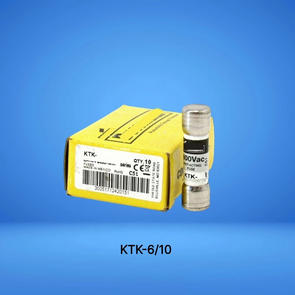 KTK-6/10 Fast Acting Cartridge Fuse, 0.6A 600V, 【10-Pack】OEM