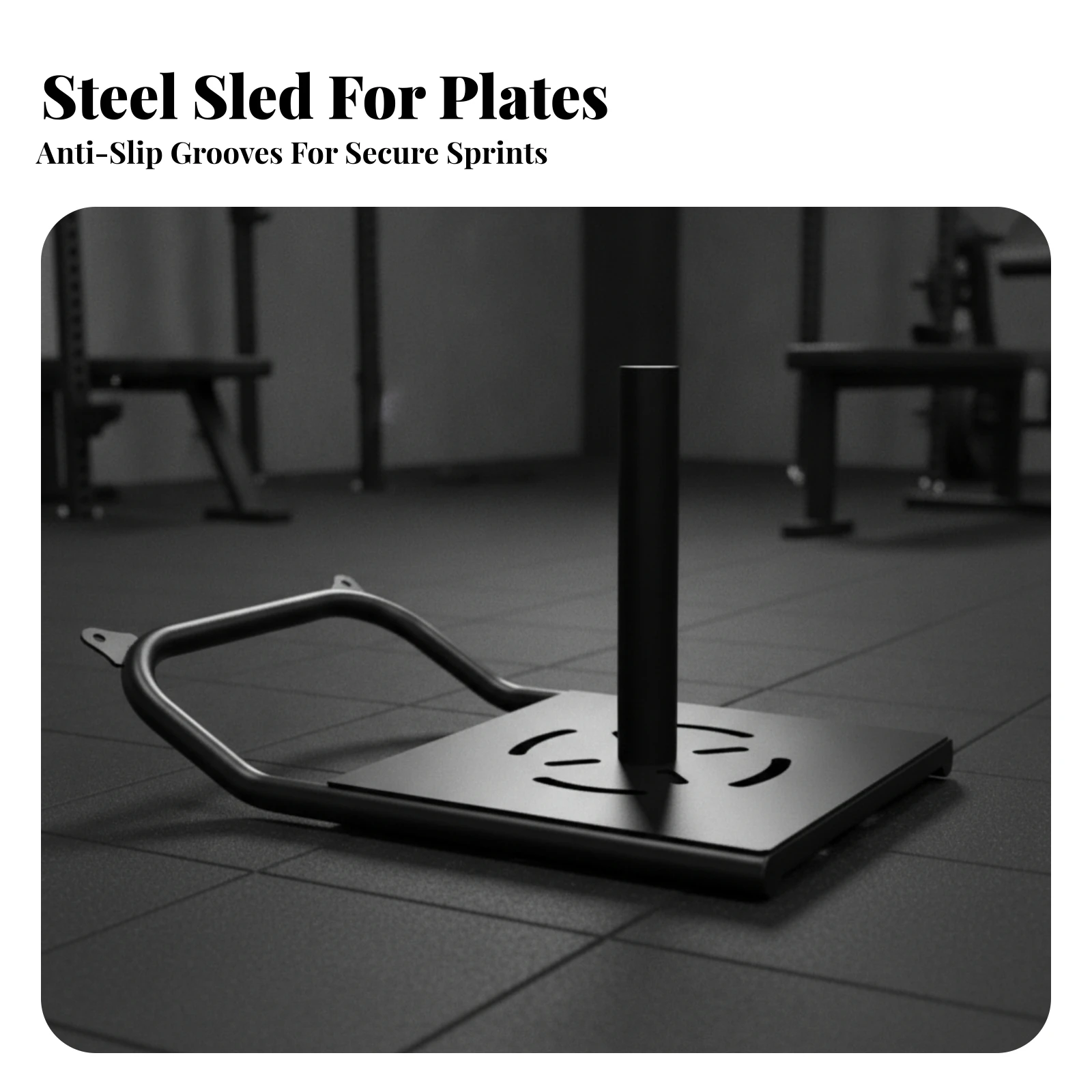 Sled with Vertical Post Heavy-Duty Sled-Style Resistance Training Device Fitness Equipment Weighted Plate-Loaded for Athletes