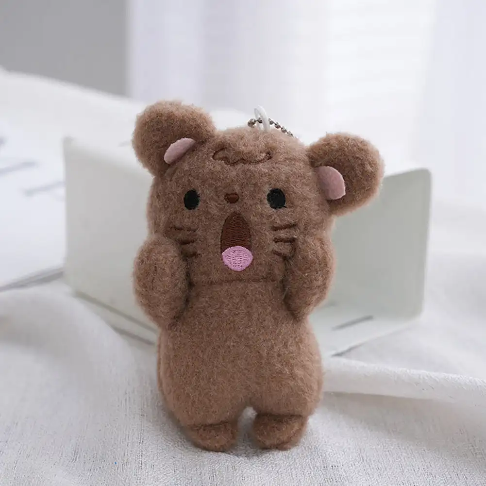 10cm Cute Shouting Dog Puppy Bear Keyring Pendant Screaming Animal Plush Toys Car Keychain Bag Decoration Plushies Gifts