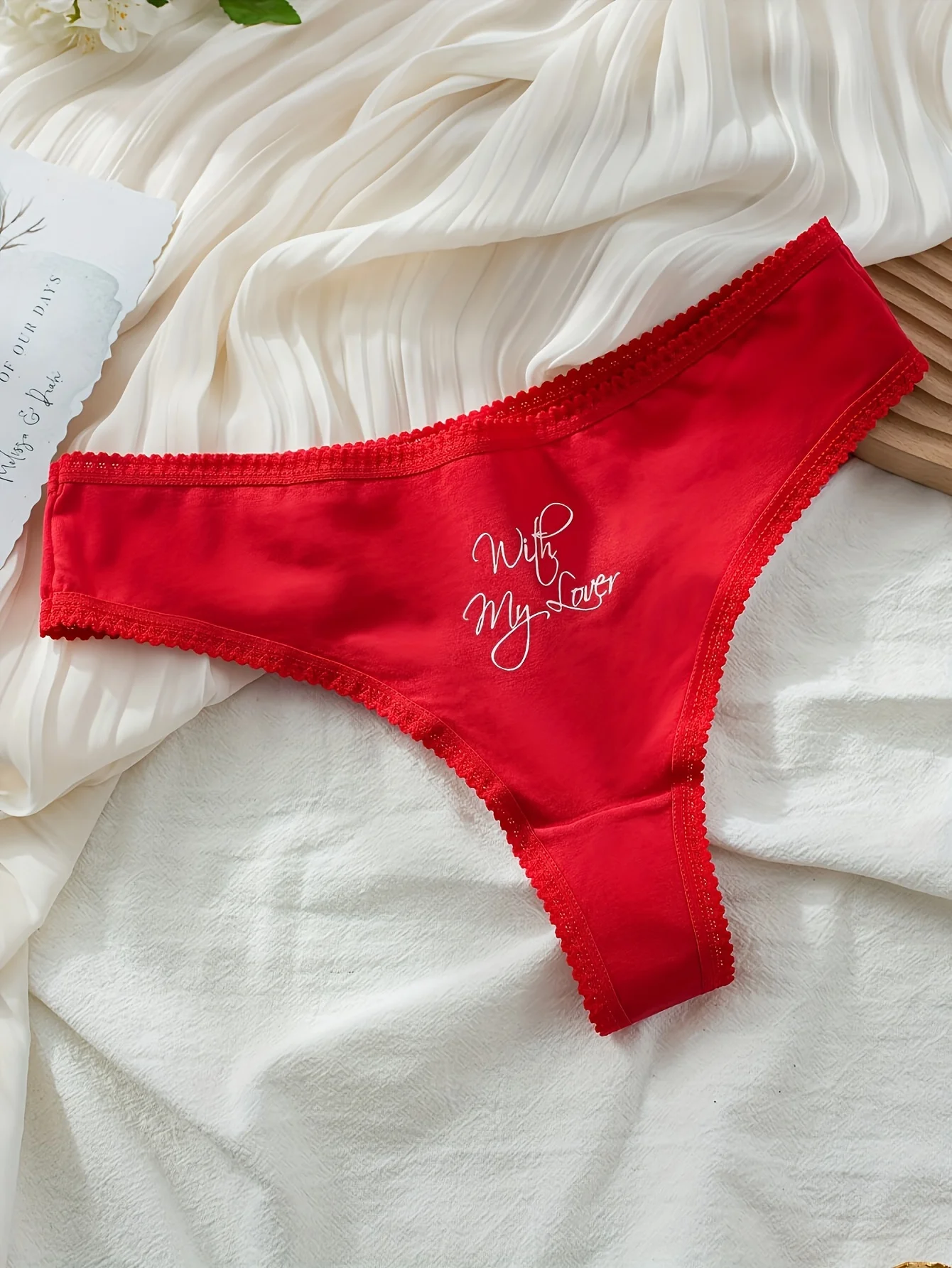 Three-piece mixed-color lip print women's thong summer comfortable heart-patter… - Image 3