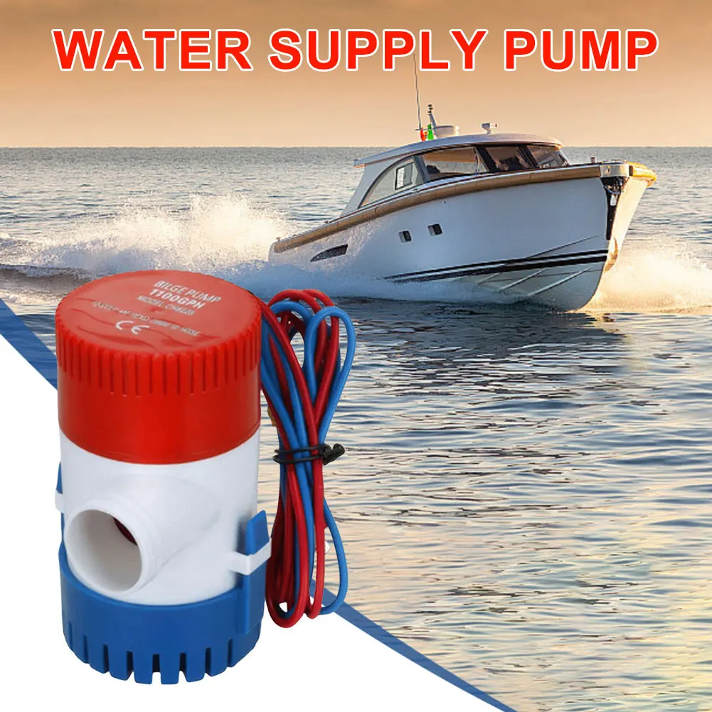 1100GPH Mini Electric Water Pump 12V Submersible Boat Marine Bilge Pump Marine Electric Bilge Pump for Fishing Boats RV Marine