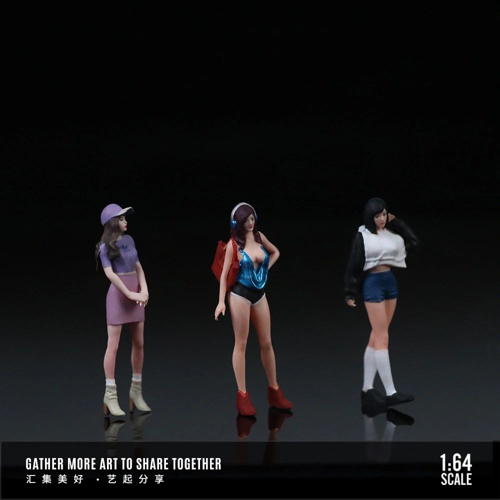 Diorama 1/64 Miniatur Figur Schönheit Mädchen Puppe Set Modell Harz Miniatur Figuren DIY Minifiguren Modell Kits Garage Szene