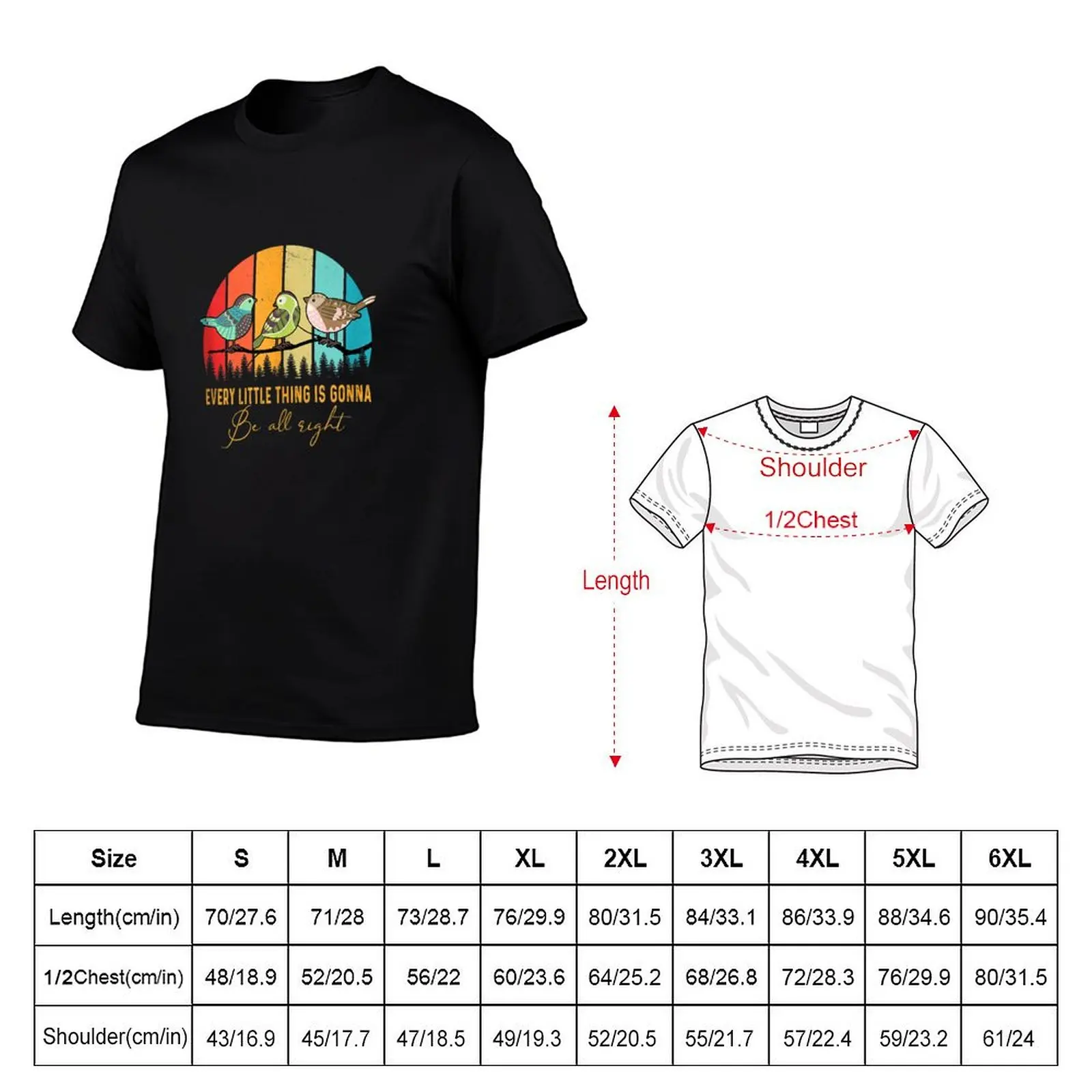 Every Little Thing Is Gonna Be Alright Bird T-Shirt Soft Stretch Short Sleeve Top