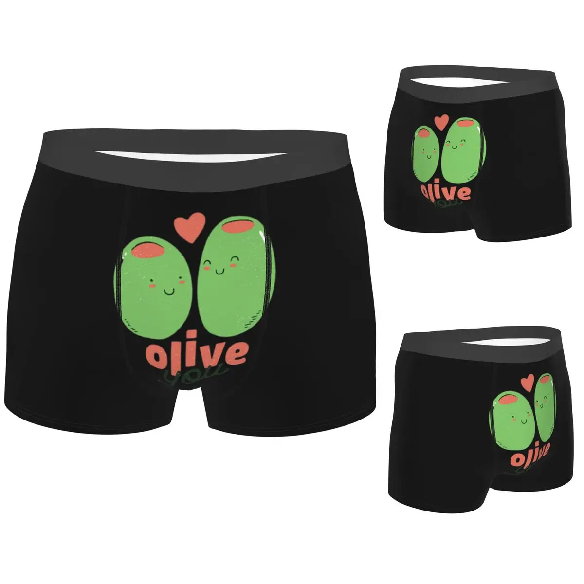 

Boxer Underpants Shorts Olive You - I Love You Panties Men's Ventilate Underwear for Homme Man Boyfriend Gift