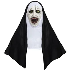 Horror Nonne Maske Kopftuch Cosplay gruselig Valak Geist Gesicht Latex Masken Halloween Karneval Purim Party Kopf bedeckung Kostüm Requisiten