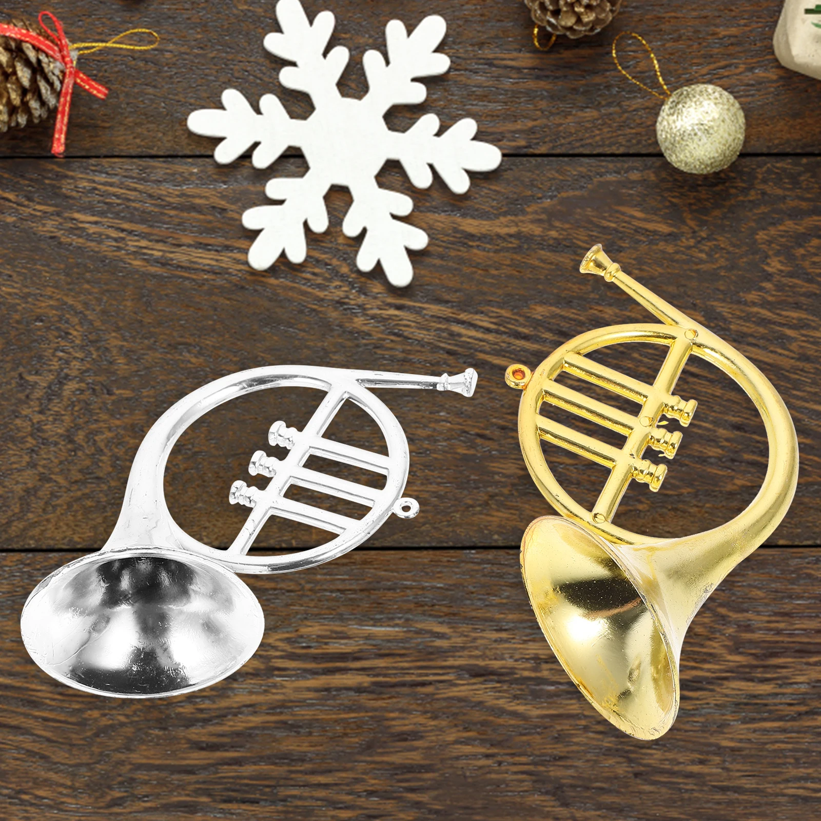 

12 Pcs Simulated Horn Pendant Hanging French Model Plastic Musical Instrument Ornaments Mini Charm