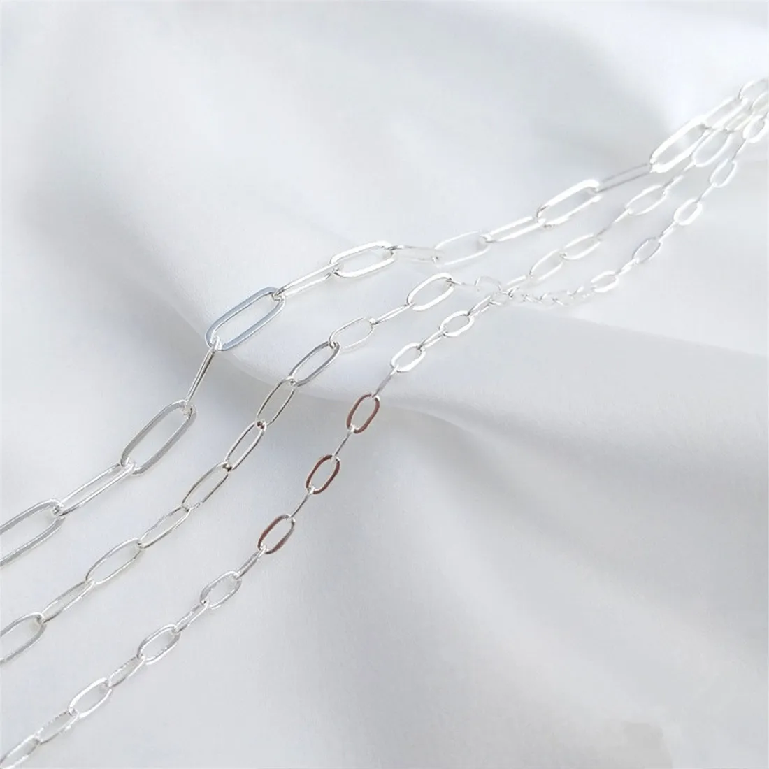 Silver-covered Chain Long O Chain Rectangular Oval Silver Handmade Chain Diy Bracelet Necklace Jewelry Loose Chain B634