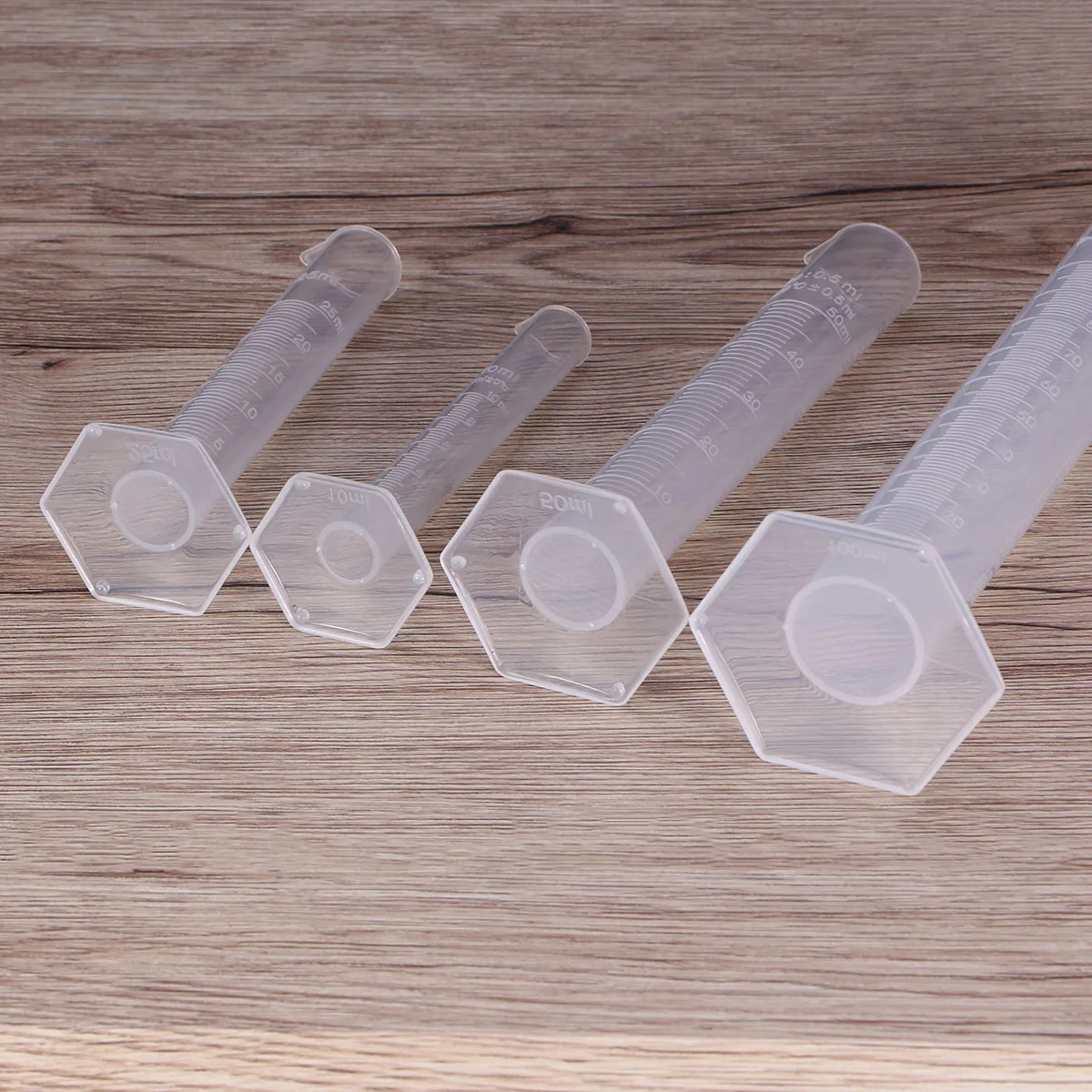 

5pcs Plastic Graduated Measuring Cylinder 10Ml 25Ml 50Ml 100Ml 250Ml Tool With Wide Rim Pour Spout Non-Wetting